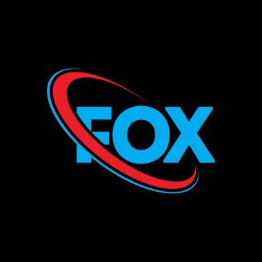FOX logosu. FOX harfi. FOX harfli logo tasarımı. Çember ve büyük harfli monogram logosuna bağlı FOX logosunun baş harfleri. Teknoloji, iş ve emlak markası için FOX tipografisi.