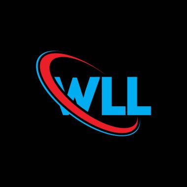 WLL logosu. WLL harfi. WLL harfli logo tasarımı. Çember ve büyük harfli monogram logosuna bağlı WLL logosu. WLL teknoloji, iş ve emlak markası tipografisi.