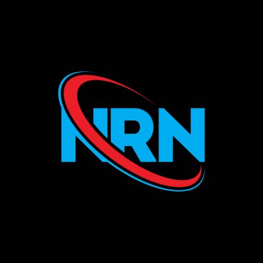 NRN logosu. NRN mektubu. NRN harf logosu tasarımı. Çember ve büyük harfli monogram logosuna bağlı baş harfler NRN logosu. Teknoloji, iş ve emlak markası için NRN tipografisi.