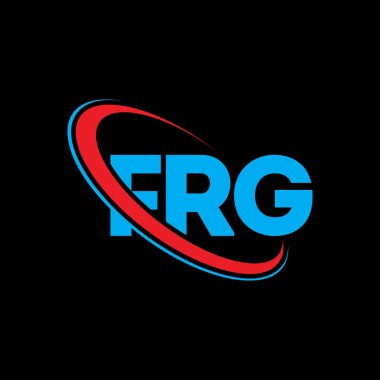 FRG logosu. FRG mektubu. FRG harf logosu tasarımı. Çember ve büyük harfli monogram logosuna bağlı FRG logosu. Teknoloji, iş ve emlak markası için FRG tipografisi.