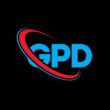 GPD logosu. Gotham Polis Departmanı mektubu. GPD mektup logosu tasarımı. Çember ve büyük harfli monogram logosuyla GPD logosunun baş harfleri. Teknoloji, iş ve emlak markası için GPD tipografisi.