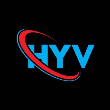 HYV logosu. HYV harfi. HYV harf logosu tasarımı. Çember ve büyük harfli monogram logosuyla HYV logosunun baş harfleri. Teknoloji, iş ve emlak markası için HYV tipografisi.