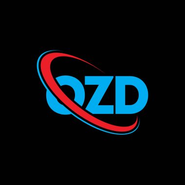 OZD logosu. OZD mektubu. OZD harf logosu tasarımı. Çember ve büyük harfli monogram logosuna bağlı OZD logosu. Teknoloji, iş ve emlak markası için OZD tipografisi.