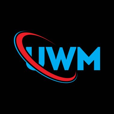 UWM logosu. UWM mektubu. UWM mektup logosu tasarımı. Çember ve büyük harfli monogram logosuna bağlı baş harfler UWM logosu. Teknoloji, iş ve emlak markası için UWM tipografisi.