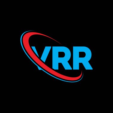 VRR logosu. VRR harfi. VRR harf logosu tasarımı. Çember ve büyük harfli monogram logosuna bağlı VRR logosu. Teknoloji, iş ve emlak markası için VRR tipografisi.