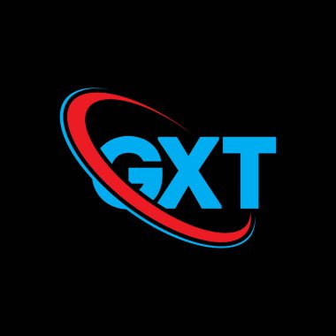 GXT logosu. GXT harfi. GXT harf logosu tasarımı. Çember ve büyük harfli monogram logosuyla birleştirilmiş GXT logosu. Teknoloji, iş ve emlak markası için GXT tipografisi.