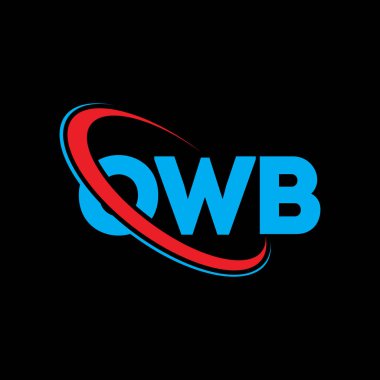 OWB logosu. OWB mektubu. OWB harfi logo tasarımı. Çember ve büyük harfli monogram logosuna bağlı OWB logosu. Teknoloji, iş ve emlak markası için OWB tipografisi.