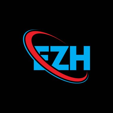 EZH logosu. EZH harfi. EZH harf logosu tasarımı. Çember ve büyük harfli monogram logosuyla birleştirilmiş EZH logosu. Teknoloji, iş ve emlak markası için EZH tipografisi.