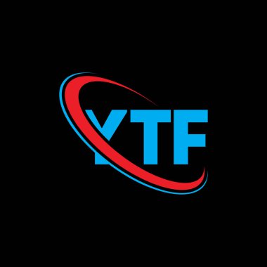 YTF logosu. YTF mektubu. YTF mektup logosu tasarımı. Çember ve büyük harfli monogram logosuyla birleştirilmiş YTF logosu. Teknoloji, iş ve emlak markası için YTF tipografisi.