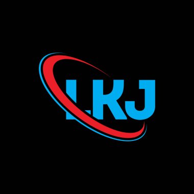 LKJ logosu. LKJ mektubu. LKJ harf logosu tasarımı. Çember ve büyük harfli monogram logosuna bağlı baş harfler. Teknoloji, iş ve emlak markası için LKJ tipografisi.