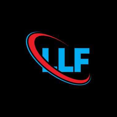 LLF logosu. LLF mektubu. LLF mektup logosu tasarımı. Çember ve büyük harfli monogram logosuna bağlı ilk LLF logosu. Teknoloji, iş ve emlak markası için LLF tipografisi.