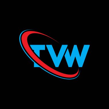 Televizyon logosu. Televizyon harfi. TVW harf logosu tasarımı. Çember ve büyük harfli monogram logosuna bağlı TVW logosu. Teknoloji, iş ve emlak markası için TVW tipografisi.