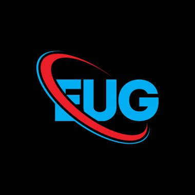 EUG logosu. EUG mektubu. EUG mektup logosu tasarımı. Çember ve büyük harfli monogram logosuna bağlı baş harfler EUG logosu. Teknoloji, iş ve emlak markası için EUG tipografisi.
