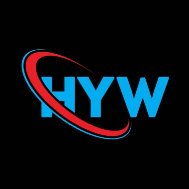 HYW logosu. HYW mektubu. HYW harf logosu tasarımı. Çember ve büyük harfli monogram logosuyla HYW logosunun baş harfleri. Teknoloji, iş ve emlak markası için HYW tipografisi.