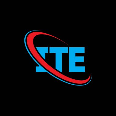 ITE logosu. Mektup. ITE mektup logosu tasarımı. Çember ve büyük harfli monogram logosuna bağlı ilk ITE logosu. Teknoloji, iş ve emlak markası için ITE tipografisi.
