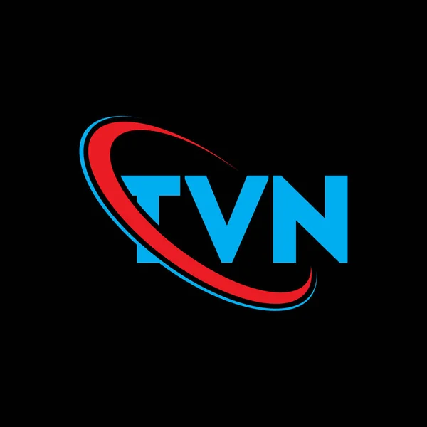 Tvn Logosu Tvn Mektubu Tvn Harf Logosu Tasarımı Çember Büyük — Stok Vektör