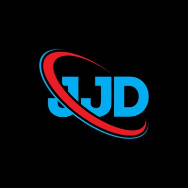 JJD logosu. JJD mektubu. JJD mektup logosu tasarımı. Çember ve büyük harfli monogram logosuna bağlı JJD logosu. Teknoloji, iş ve emlak markası için JJD tipografisi.