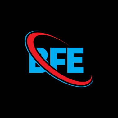 BFE logosu. BFE mektubu. BFE harfli logo tasarımı. Çember ve büyük harfli monogram logosuna bağlı BFE logosu. Teknoloji, iş ve emlak markası için BFE tipografisi.