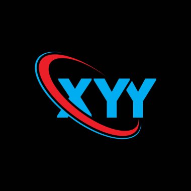 XYY logosu. XYY mektubu. XYY harf logosu tasarımı. Çember ve büyük harfli monogram logosuyla birleştirilmiş XYY logosu. Teknoloji, iş ve emlak markası için XYY tipografisi.