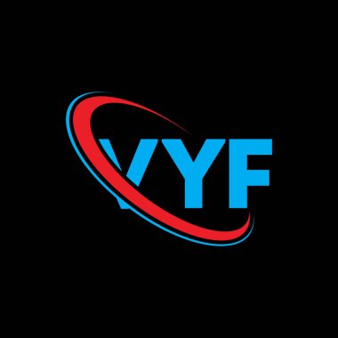 VYF logosu. VYF mektubu. VYF harf logosu tasarımı. Çember ve büyük harfli monogram logosuna bağlı baş harfler VYF logosu. Teknoloji, iş ve emlak markası için VYF tipografisi.
