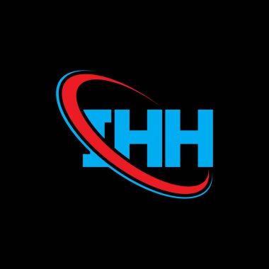 IHH logosu. IHH mektubu. IHH mektup logosu tasarımı. Çember ve büyük harfli monogram logosuna bağlı baş harfler: IHH logosu. Teknoloji, iş ve emlak markası için IHH tipografisi.