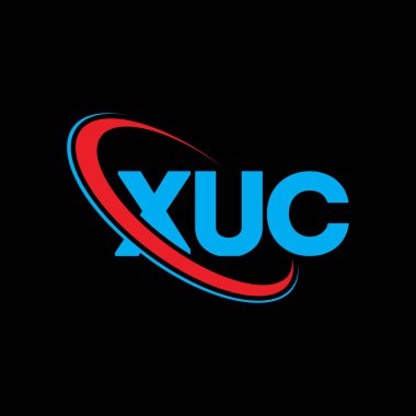 XUC logosu. XUC mektubu. XUC harf logosu tasarımı. Çember ve büyük harfli monogram logosuna bağlı XUC logosu. Teknoloji, iş ve emlak markası için XUC tipografisi.