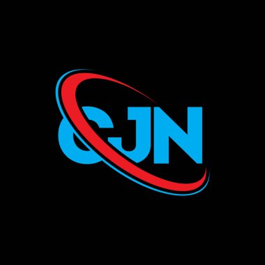 CJN logosu. ÇTYK mektubu. CJN harf logosu tasarımı. Çember ve büyük harfli monogram logosuna bağlı baş harfler. Teknoloji, iş ve emlak markası için CJN tipografisi.