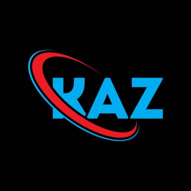 KAZ logosu. KAZ mektubu. KAZ harf logosu tasarımı. Çember ve büyük harfli monogram logosuna bağlı olan KAZ logosu. Teknoloji, iş ve emlak markası için KAZ tipografisi.