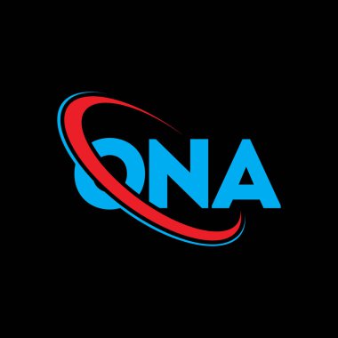 ONA logosu. ONA mektubu. ONA mektup logosu tasarımı. Baş harfler ONA logosu daire ve büyük harfli monogram logosuna bağlı. ONA teknoloji, iş ve gayrimenkul markası tipografisi.