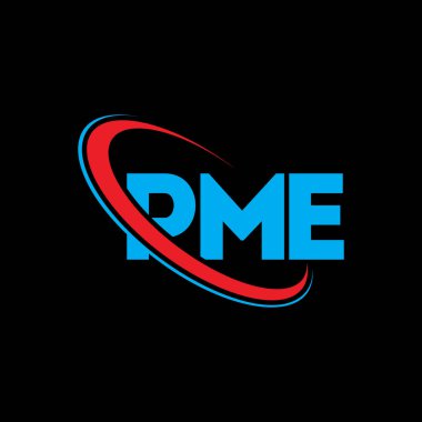 PME logosu. PME mektubu. PME mektup logosu tasarımı. Çember ve büyük harfli monogram logosuna bağlı PME logosu. Teknoloji, iş ve emlak markası için PME tipografisi.