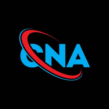 CNA logosu. CNA mektubu. CNA harf logosu tasarımı. Çember ve büyük harfli monogram logosuna bağlı baş harfler. Teknoloji, iş ve emlak markası için CNA tipografisi.