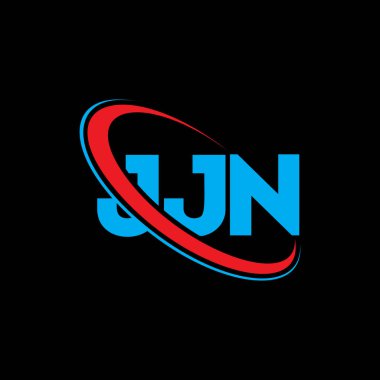JJN logosu. JJN mektubu. JJN harf logosu tasarımı. Çember ve büyük harfli monogram logosuna bağlı JJN logosu. Teknoloji, iş ve emlak markası için JJN tipografisi.