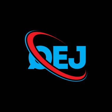 QEJ logosu. QEJ mektubu. QEJ harf logosu tasarımı. Çember ve büyük harfli monogram logosuyla birleştirilmiş QEJ logosu. QEJ teknoloji, iş ve gayrimenkul markası tipografisi.