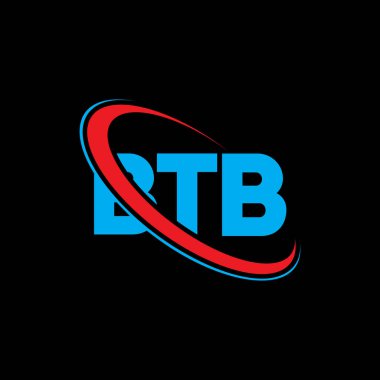 BTB logosu. BTB mektubu. BTB harfli logo tasarımı. Çember ve büyük harfli monogram logosuyla birleştirilmiş BTB logosu. Teknoloji, iş ve emlak markası için BTB tipografisi.