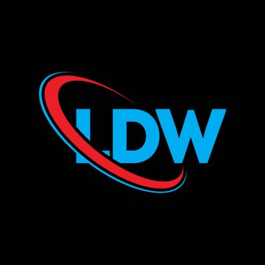 LDW logosu. LDW mektubu. LDW harf logosu tasarımı. Çember ve büyük harfli monogram logosuna bağlı LDW logosu. Teknoloji, iş ve emlak markası için LDW tipografisi.