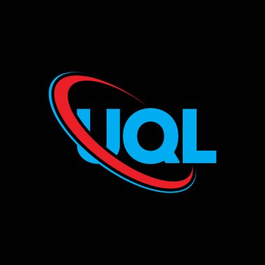 UQL logosu. UQL harfi. UQL harf logosu tasarımı. Çember ve büyük harfli monogram logosuyla birleştirilmiş UQL logosu. Teknoloji, iş ve emlak markası için UQL tipografisi.