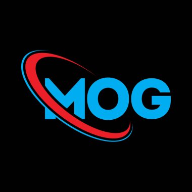 MOG logosu. MOG mektubu. MOG harf logosu tasarımı. Çember ve büyük harfli monogram logosuna bağlı ilk harfler MOG logosu. Teknoloji, iş ve emlak markası için MOG tipografisi.