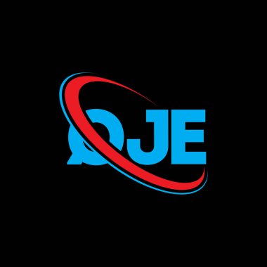 QJE logosu. QJE mektubu. QJE harf logosu tasarımı. Çember ve büyük harfli monogram logosuna bağlı baş harfler QJE logosu. Teknoloji, iş ve emlak markası için QJE tipografisi.