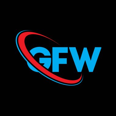 GFW logosu. GFW mektubu. GFW harf logosu tasarımı. Çember ve büyük harfli monogram logosuyla birleştirilmiş GFW logosu. Teknoloji, iş ve emlak markası için GFW tipografisi.