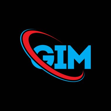 GiM logosu. Ver şu mektubu. GiM harf logosu tasarımı. Çember ve büyük harfli monogram logosuyla birleştirilmiş GIM logosu. Teknoloji, iş ve emlak markası için GIM tipografisi.