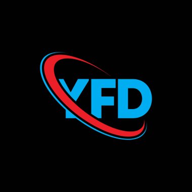 YFD logosu. YFD mektubu. YFD mektup logosu tasarımı. Çember ve büyük harfli monogram logosuna bağlı YFD logosu. YFD teknoloji, iş ve gayrimenkul markası tipografisi.