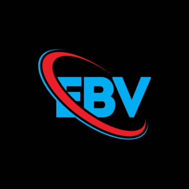 EBV logosu. EBV mektubu. EBV harf logosu tasarımı. Daireye ve büyük harfli monogram logosuna bağlı baş harfler EBV logosu. Teknoloji, iş ve emlak markası için EBV tipografisi.