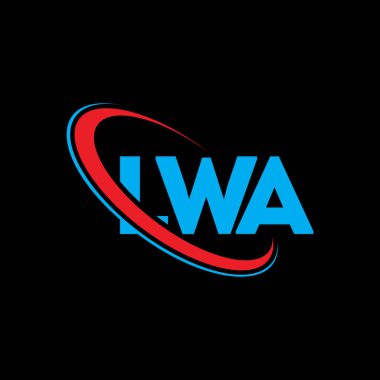 LWA logosu. LWA mektubu. LWA mektup logosu tasarımı. Çember ve büyük harfli monogram logosuna bağlı ilk LWA logosu. LWA teknoloji, iş ve gayrimenkul markası tipografisi.