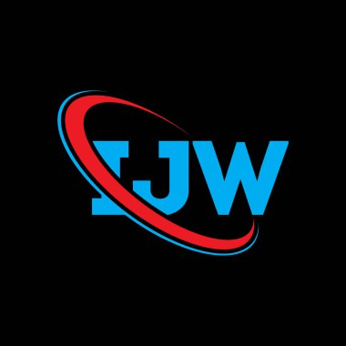 IJW logosu. IJW mektubu. IJW harf logosu tasarımı. Çember ve büyük harfli monogram logosuna bağlı baş harfler IJW logosu. Teknoloji, iş ve emlak markası için IJW tipografisi.