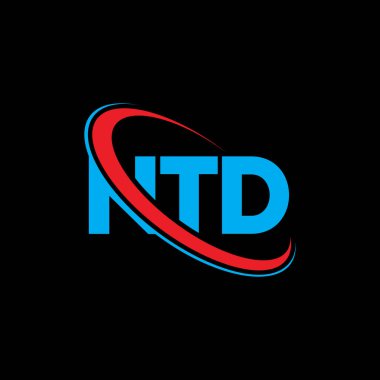 NTD logosu. NTD mektubu. NTD harf logosu tasarımı. Çember ve büyük harfli monogram logosuna bağlı NTD logosu. Teknoloji, iş ve emlak markası için NTD tipografisi.