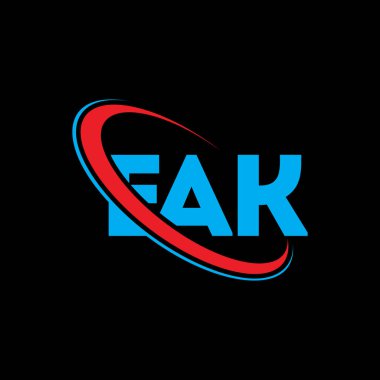 EAK logosu. EAK mektubu. EAK mektup logosu tasarımı. Çember ve büyük harfli monogram logosuyla birleştirilmiş EAK logosu. Teknoloji, iş ve emlak markası için EAK tipografisi.