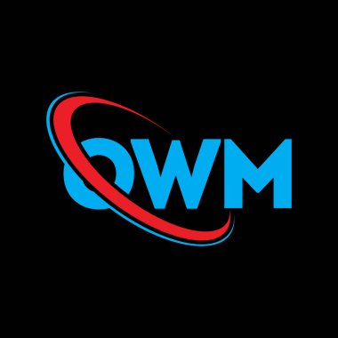 OWM logosu. OWM mektubu. OWM mektup logosu tasarımı. Çember ve büyük harfli monogram logosuna bağlı baş harfler OWM logosu. Teknoloji, iş ve emlak markası için OWM tipografisi.