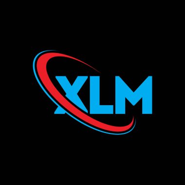 XLM logosu. XLM harfi. XLM harf logosu tasarımı. Çember ve büyük harfli monogram logosuna bağlı XLM logosu. Teknoloji, iş ve emlak markası için XLM tipografisi.