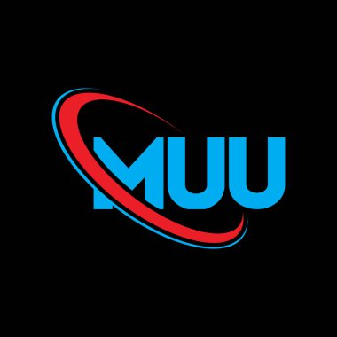 MUU logosu. MUU mektubu. MUU harf logosu tasarımı. Çember ve büyük harfli monogram logosuna bağlı MUU logosu. Teknoloji, iş ve emlak markası için MUU tipografisi.