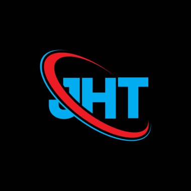 JHT logosu. JHT mektubu. JHT harf logosu tasarımı. Çember ve büyük harfli monogram logosuna bağlı baş harfler JHT logosu. Teknoloji, iş ve emlak markası için JHT tipografisi.